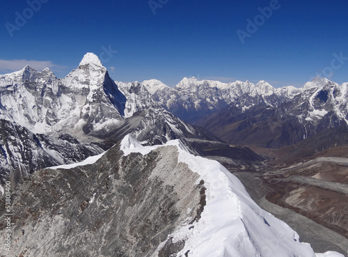 Fotoboard na płycie Panorama z wierzchołka szczytu wyspy - 6189 m, Nepal
