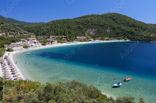 Obraz na płótnie canvas czteroczęściowy "tetraptyk" Plaża panormos na wyspie Skopelos w Grecji