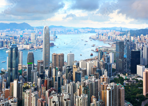 Board z aluminiowym obramowaniem Hongkong skyline