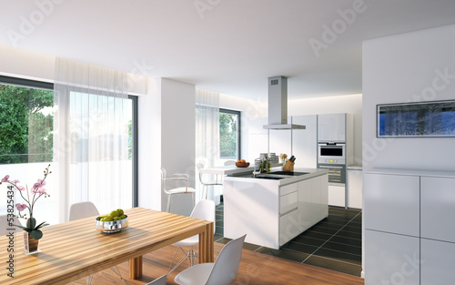weisse moderne kuche, weiße, moderne küche - luxury white kitchen - buy this stock, Design ideen