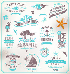 Wall Mural - Vector set of travel and vacation emblems and symbols