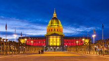 San Franicisco City Hall In Red And Gold