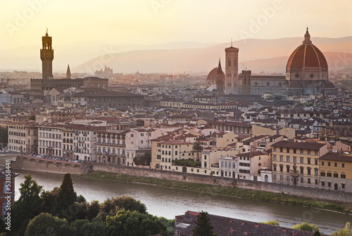 Board z aluminiowym obramowaniem Florencja skyline o wschodzie słońca, włochy