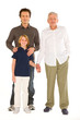 © Ambrophoto - father gandfather with son nephew standing on white background