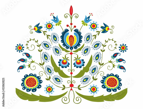 Nowoczesny obraz na płótnie Polski wzór z dekoracyjnymi kwiatami