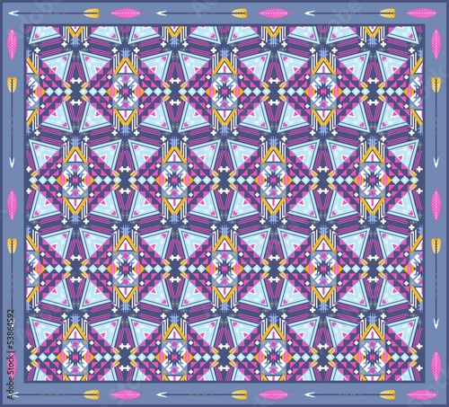 Obraz na płótnie canvas trzyczęściowy "tryptyk" Bezszwowe kolorowy wzór geometryczny aztec