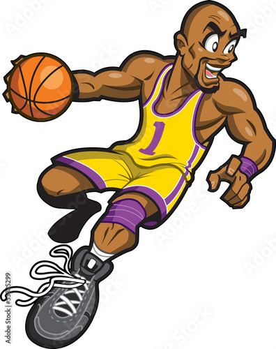 Obraz w ramie Black Basketball Player