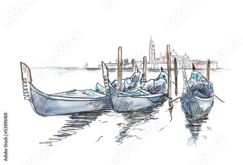 Naklejka nad blat kuchenny Venedig Skizze