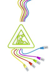 construction site symbol with colourful network cable