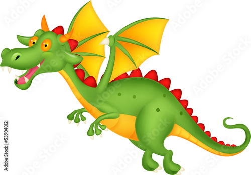 Obraz w ramie Cute dragon flying