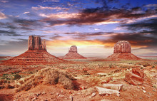 The Monument Valley With Beautiful Sky.