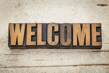 Wall Mural - welcome word in wood type