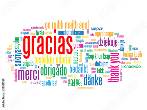 Plakat na zamówienie Nube de Palabras "GRACIAS" (gratitud alegría emoción tarjeta)