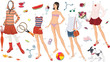 Paper doll of a teen girl and clothing for her