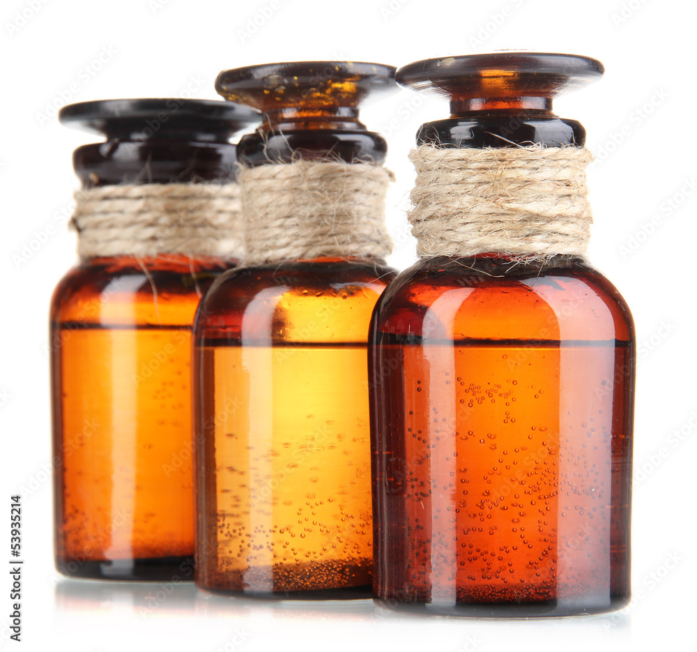 Medicine bottles isolated on white