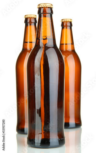 Plakat na zamówienie Beer bottles isolated on white