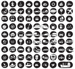 Collection of 80 transportation doodled icons