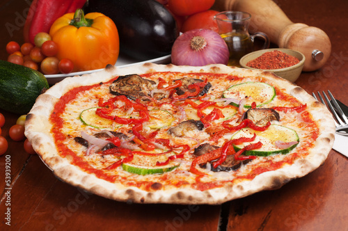 Board z aluminiowym obramowaniem Pizza wegetariańska