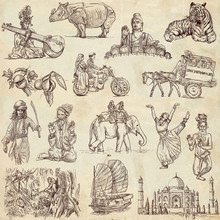 India And Indonesia - Traveling Collection, Hand Drawn Original