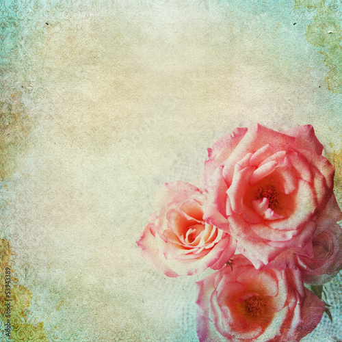 Obraz na płótnie canvas dwuczęściowy "dyptyk" Tło shabby chic z róż