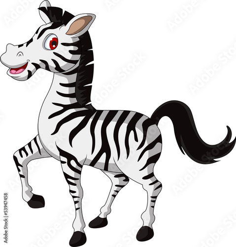 Obraz w ramie cute zebra cartoon walking