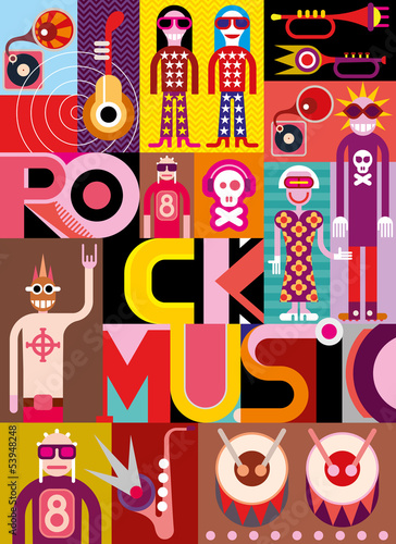 Tapeta ścienna na wymiar Rock Music - vector illustration
