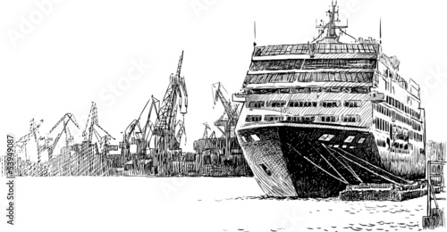 statek-wycieczkowy-w-porcie-rysunek