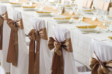 wedding chairs with silk ribbon