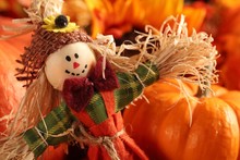 Scarecrow On Colorful Autumn Background