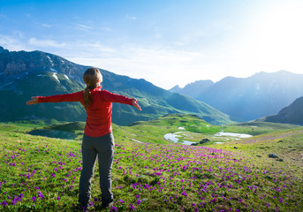 Wall Mural - woman hiking