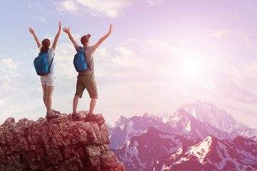 Wall Mural - couple hiking