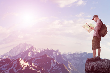 Wall Mural - man hiking