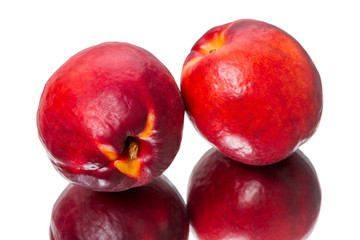 Wall Mural - Two nectarines with reflection