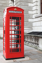 British Red Phone Box On A London Street