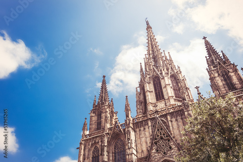Plakat na papierze fotorealistycznym Katedra barcelona