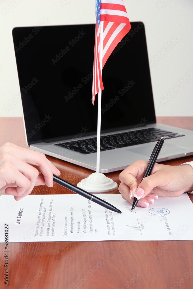 Close up of business people hands during teamwork