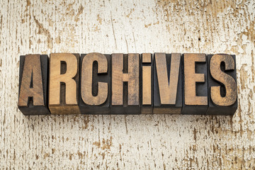 Canvas Print - archives word in wood type