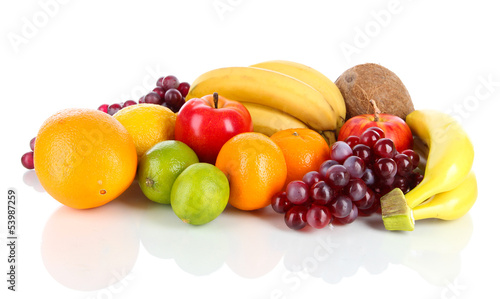 Naklejka dekoracyjna Different fruits isolated on white