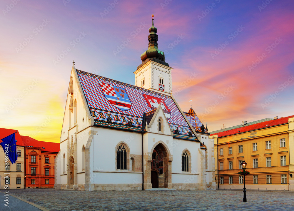 Obraz na płótnie Zagreb church - St Mark w salonie