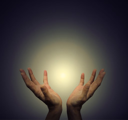 Canvas Print - hands and healing light