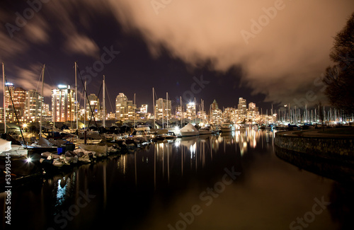 Tapeta ścienna Vancouver city harbor w nocy, kanada bc