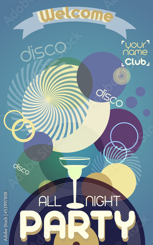 Naklejka na kafelki Disco party poster