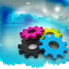 Cmyk gears on abstract background