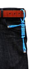 Aufkleber - USB cable on jeans background
