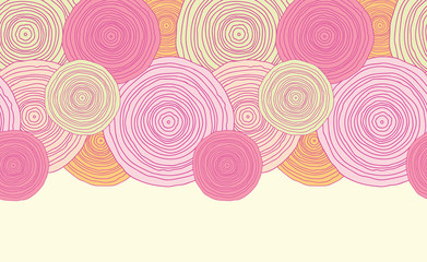 Vector doodle circle texture horizontal seamless pattern