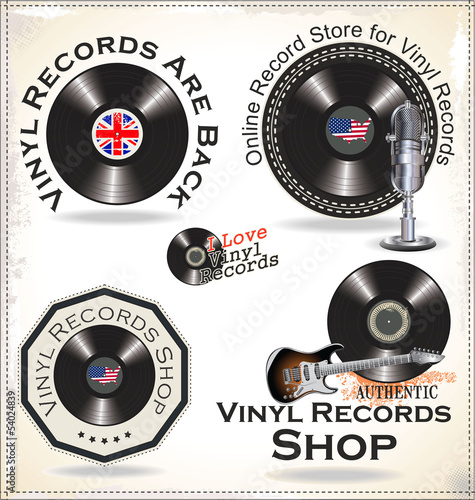 Naklejka dekoracyjna Vinyl records labels