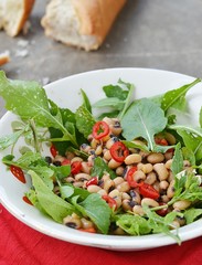 Sticker - beans and ruccola salad