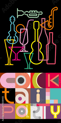 Naklejka - mata magnetyczna na lodówkę Cocktail Party - vector illustration