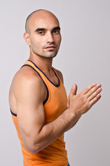 Poster - Spiritual man praying, meditating and doing yoga.