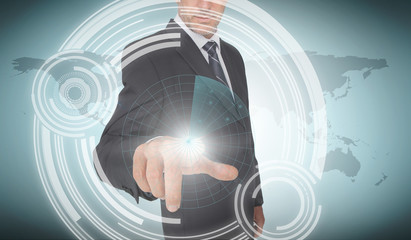 Poster - Businessman selecting a futuristic dial